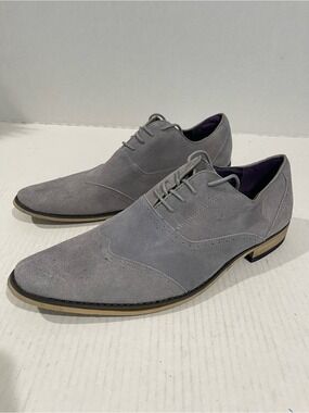 Men's Zota Gray Suede Lace-Up Dress Shoes Size 8 US!